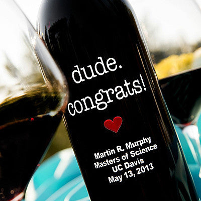 Dude Congrats Etched Wine