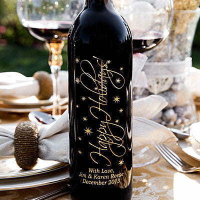 Graceful Holidays Etched Wine