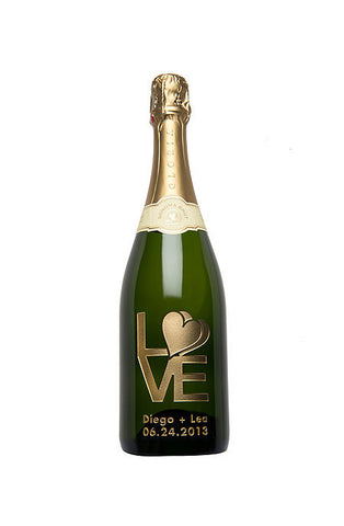 Love & Hearts Etched Wine