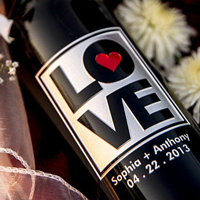 Love & Heart Etched Wine