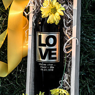 New LOVE Etched Wine