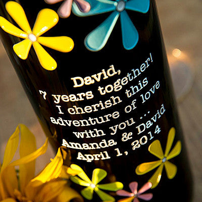 Spring Flowers Etched Wine