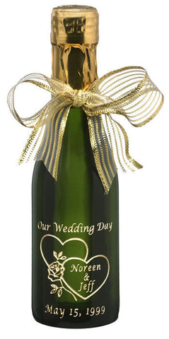 Two Hearts Etched Favor / 6 btl set