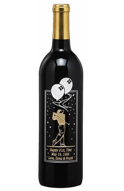 Golfers Birthday Etched Wine