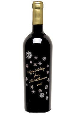 Holiday in Snowflakes Etched Wine