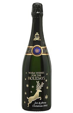 Reindeer & Snowflakes  Etched Wine