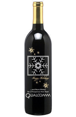 Shimmering Snowflakes Etched Wine