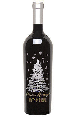 Shimmering Tree in Winter Etched Wine