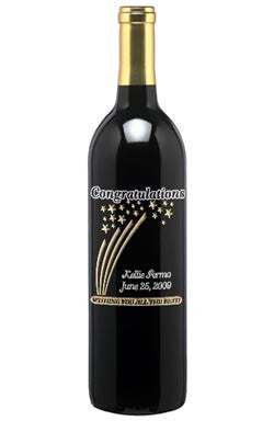 Shooting Star Congratulations Etched Wine