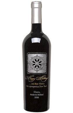 Silver Snowflake Holiday Etched Wine