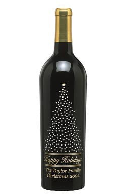 Starry Pine Etched Wine